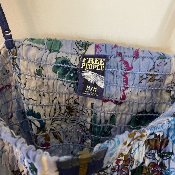 Free People Y2K Silk Smocked Butterfly Handkerchief Hem Tropical Top - Picture 2 of 9